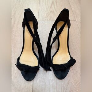 Alexandre Birman Clarita 75 Black Suede Tie-Ankle Heels with Bow